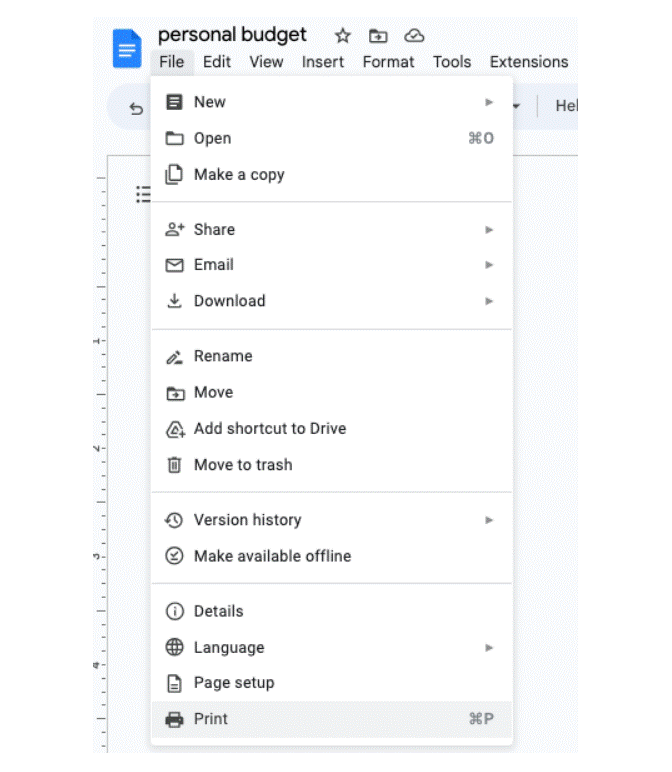 click on print