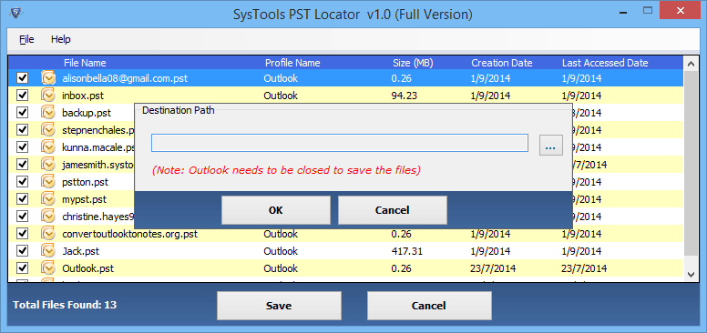 save pst file