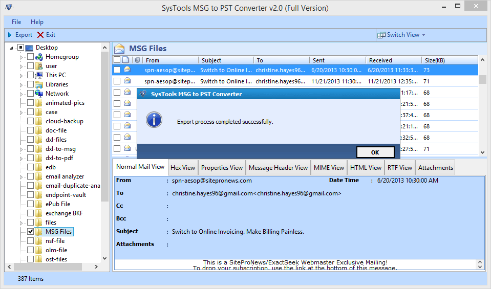 export-process-completed