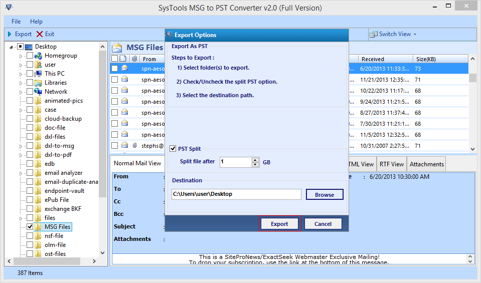 start-export-process