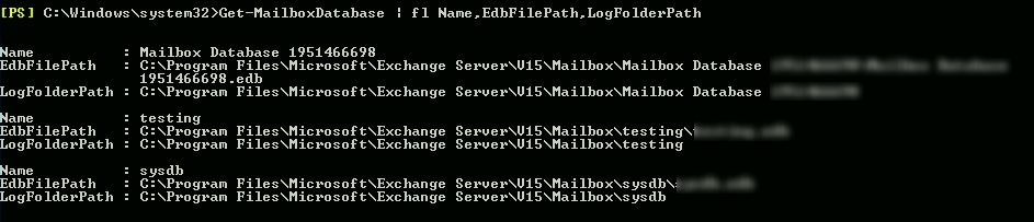 command for exchange edb & log file path