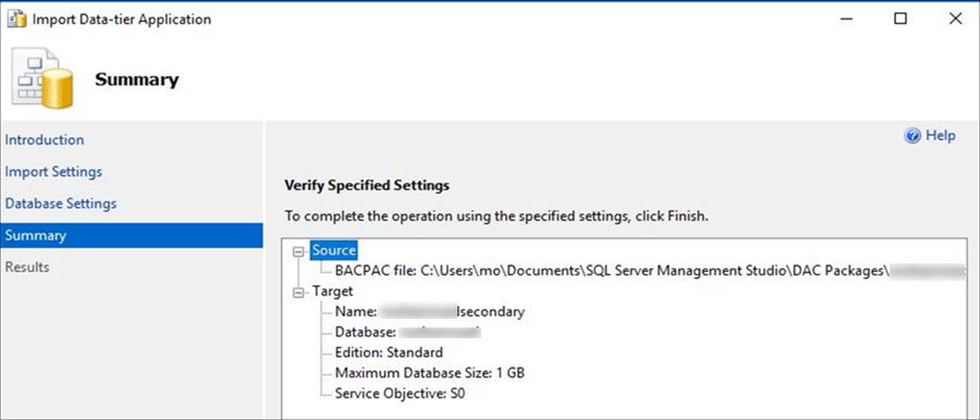 finish Restore Azure SQL Database