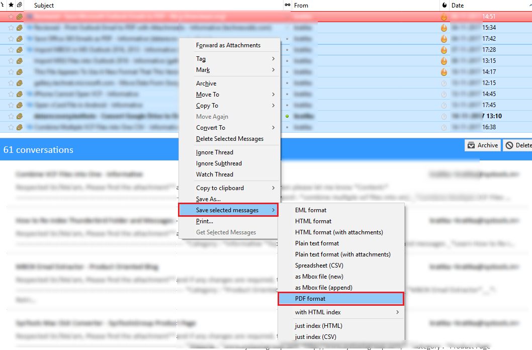 Convert Thunderbird Emails to PDF in Batch