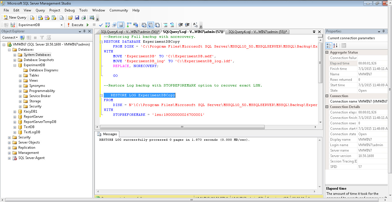 restore log