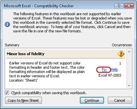 minor loss of fidelity excel error