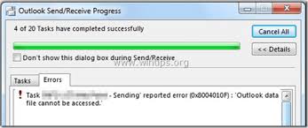 Outlook data file cannot be accessed