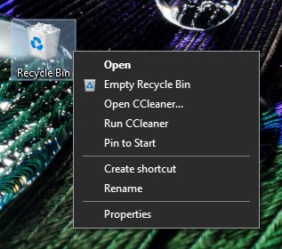 right click on recycle bin