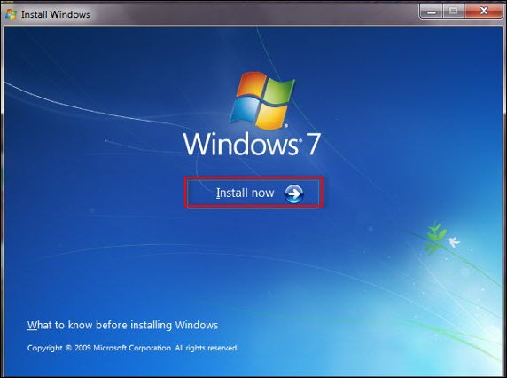 install windows 7