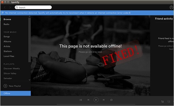 Spotify internet error