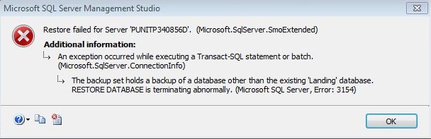 Error 3154 in SQL Server