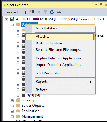 restore SQL Server database from MDF file manually