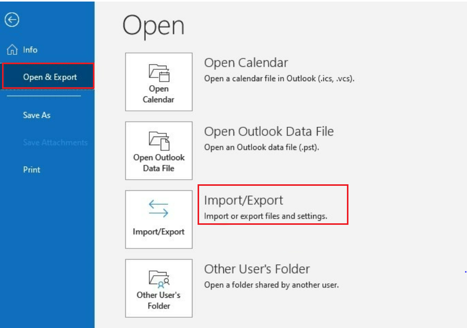 Open and Export and choose Import/Export option
