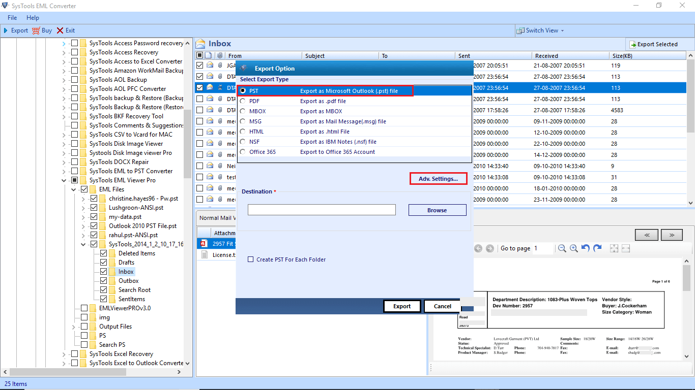 import emails with all attributes