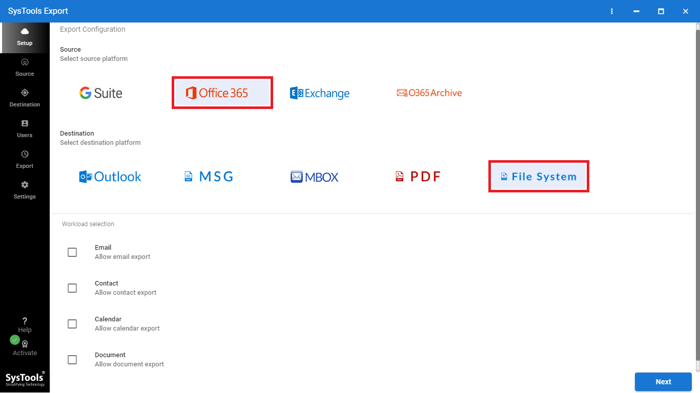 select-office-365-as-source-and-destination