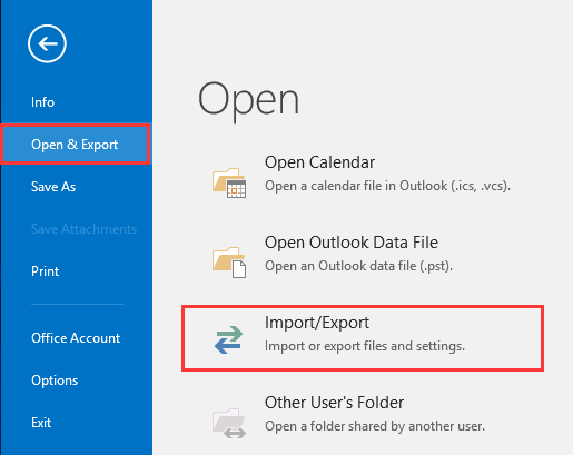 import/export option