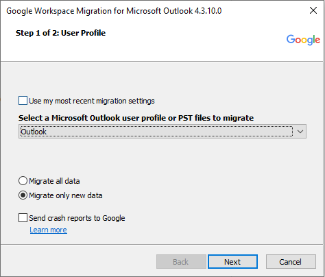 Select Options for Process