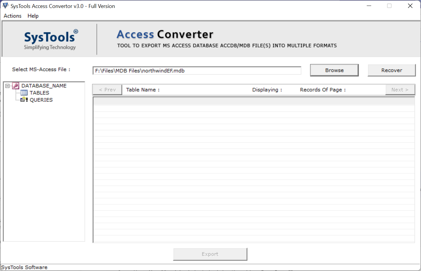 install the tool and add MDB files to convert