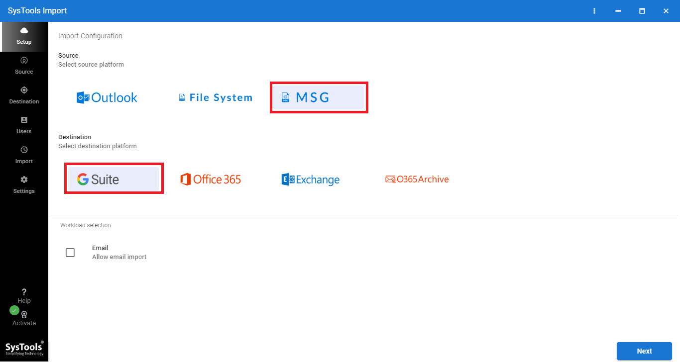 Moving emails from MSG file to Google Workspace