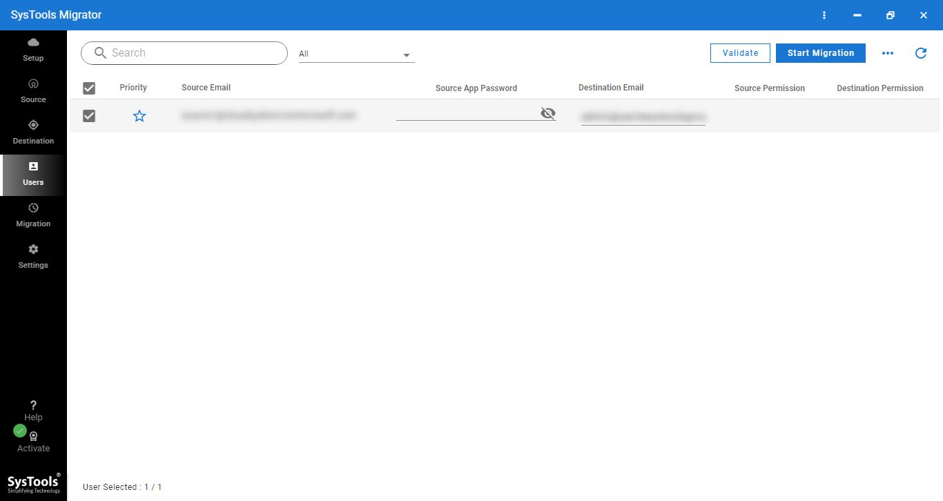 enter source app password