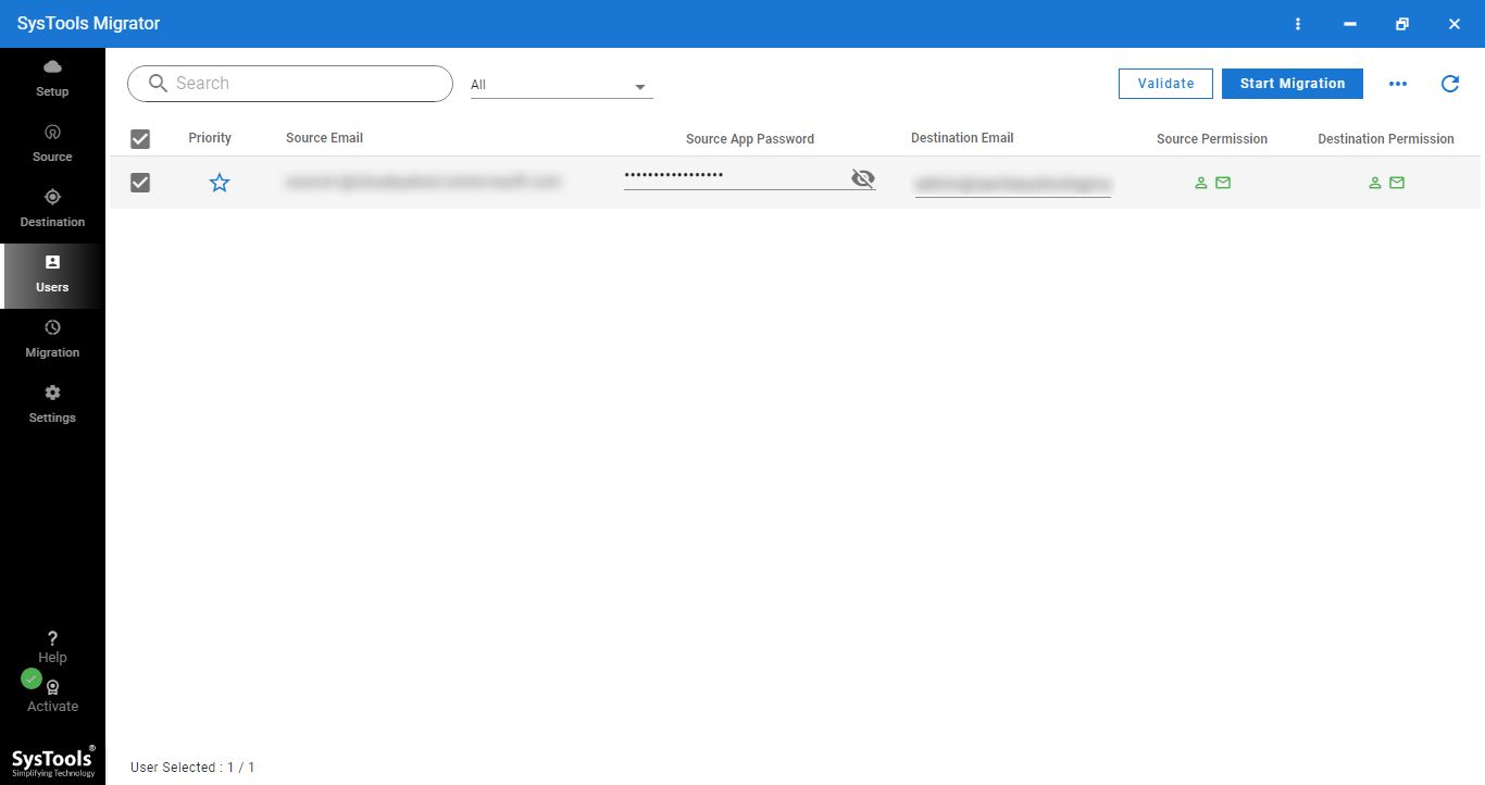click on start migration