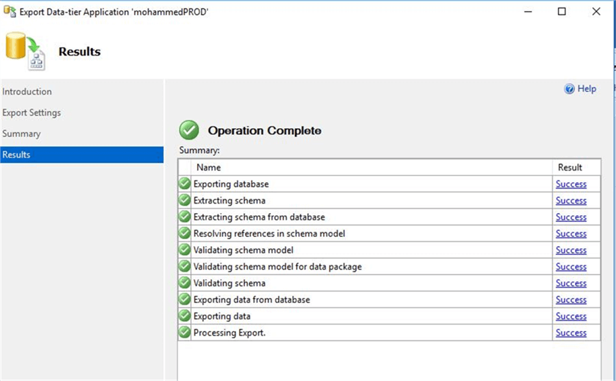 review the export process