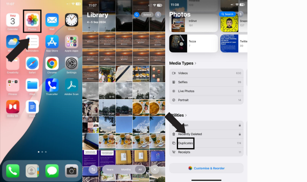 go to the photos, then click on the duplicate option