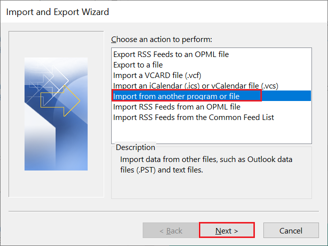 Import from another program