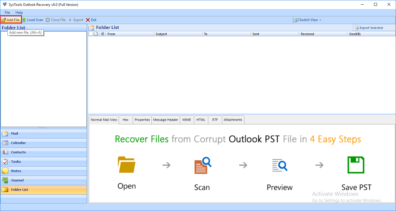 Select PST File