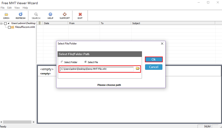 Search File option