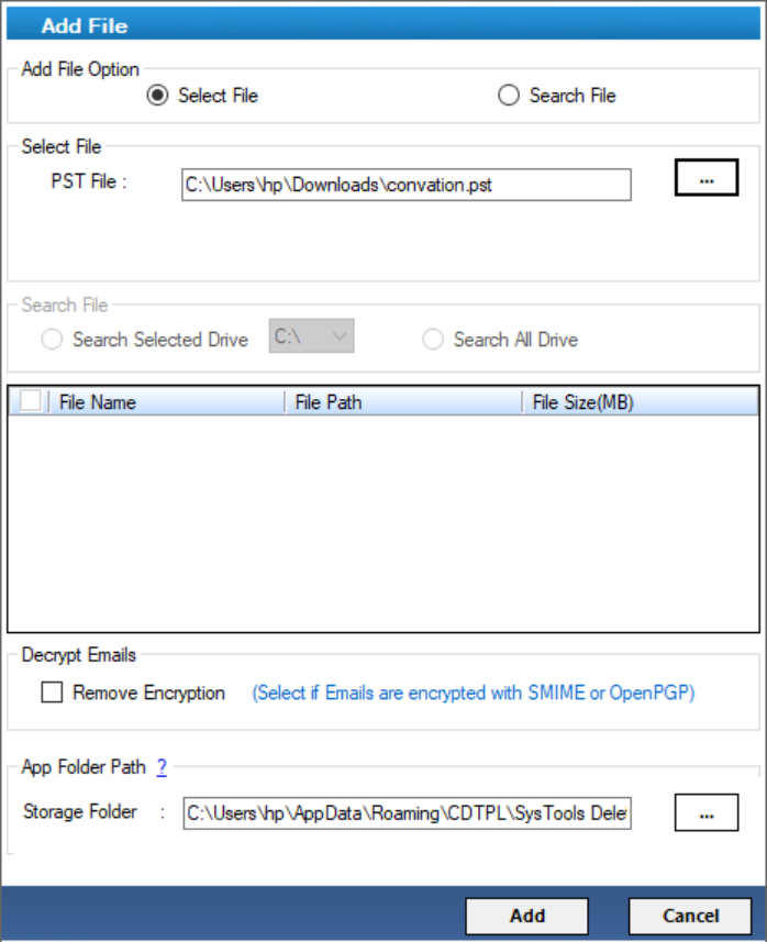 Outlook data files
