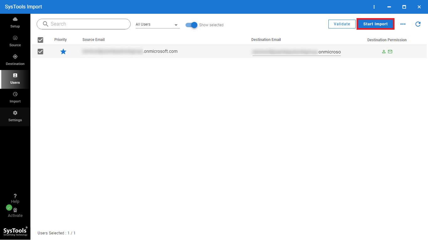start EML file to O365 conversion