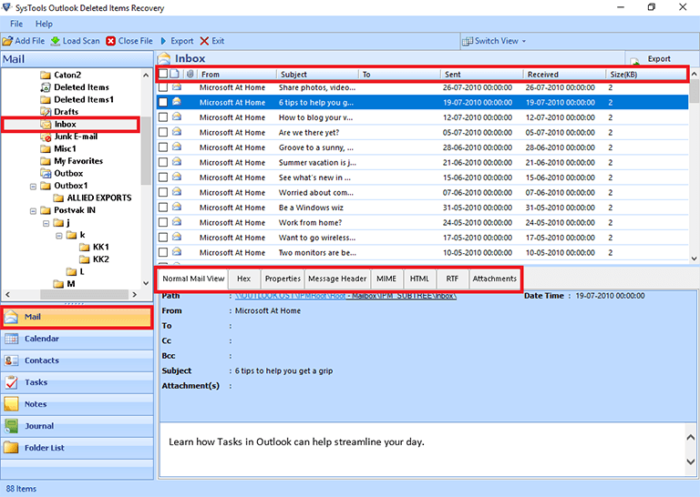 preview recoverable folders