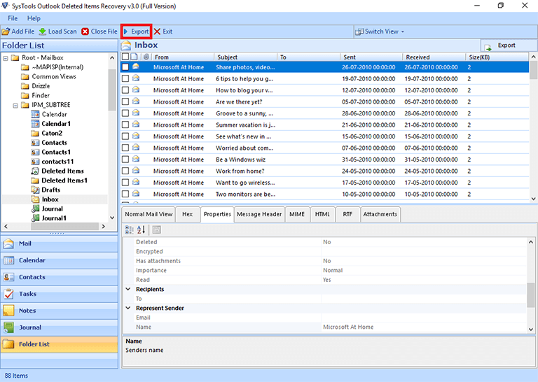 select the export option