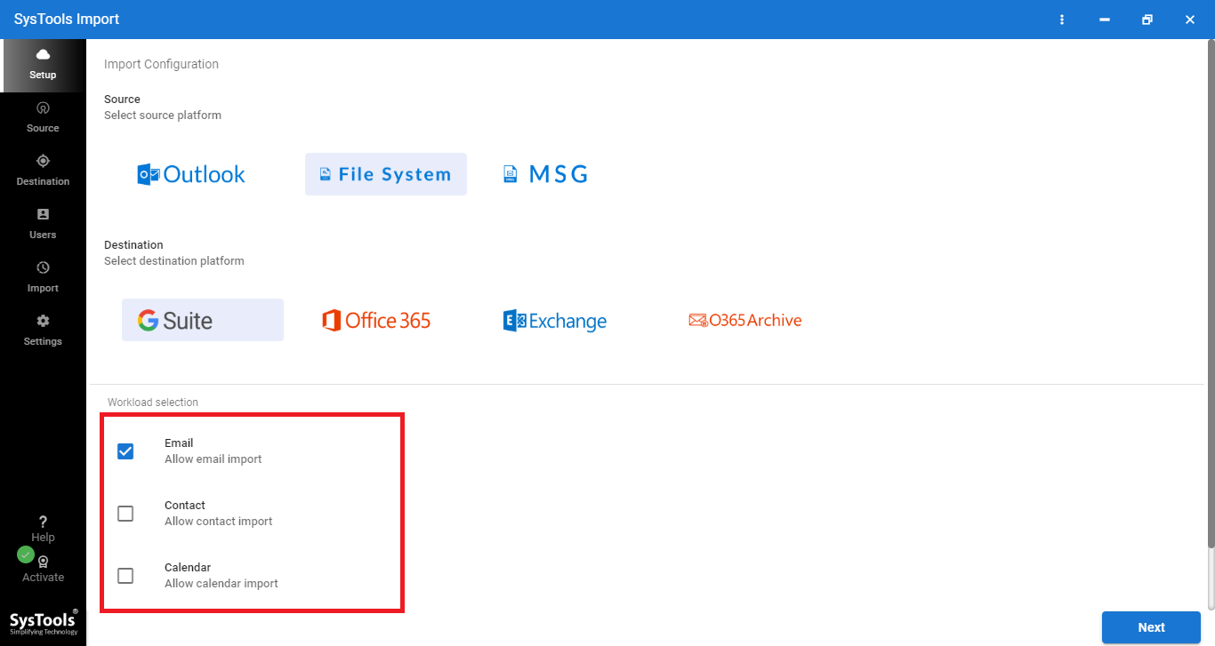Import EML to G Suite
