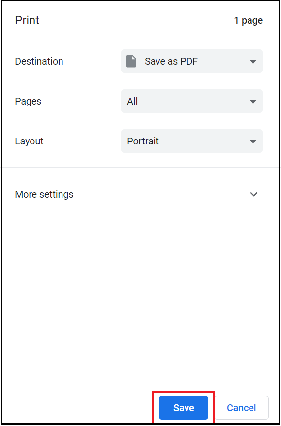 click on the save option