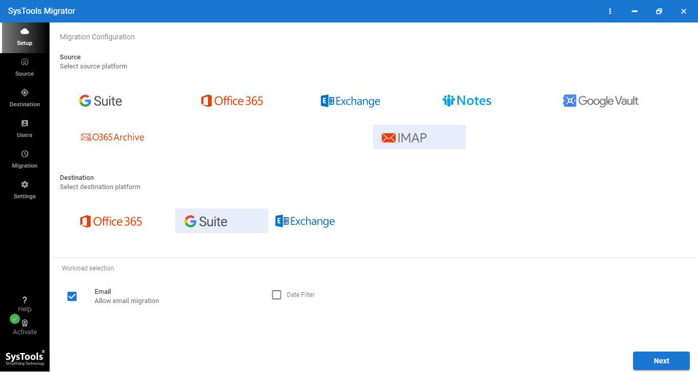enable the email option checkbox