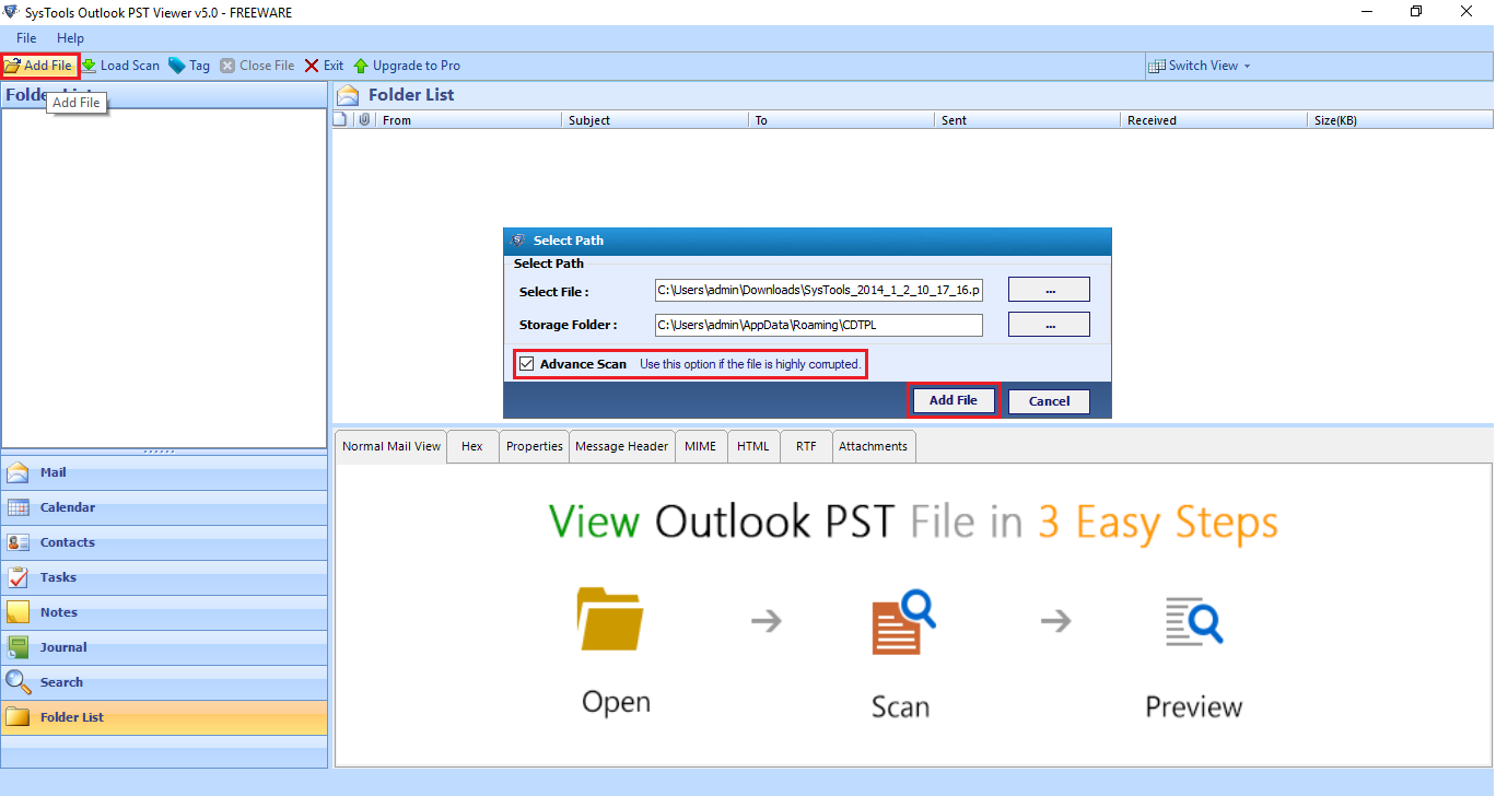 read pst file without outlook