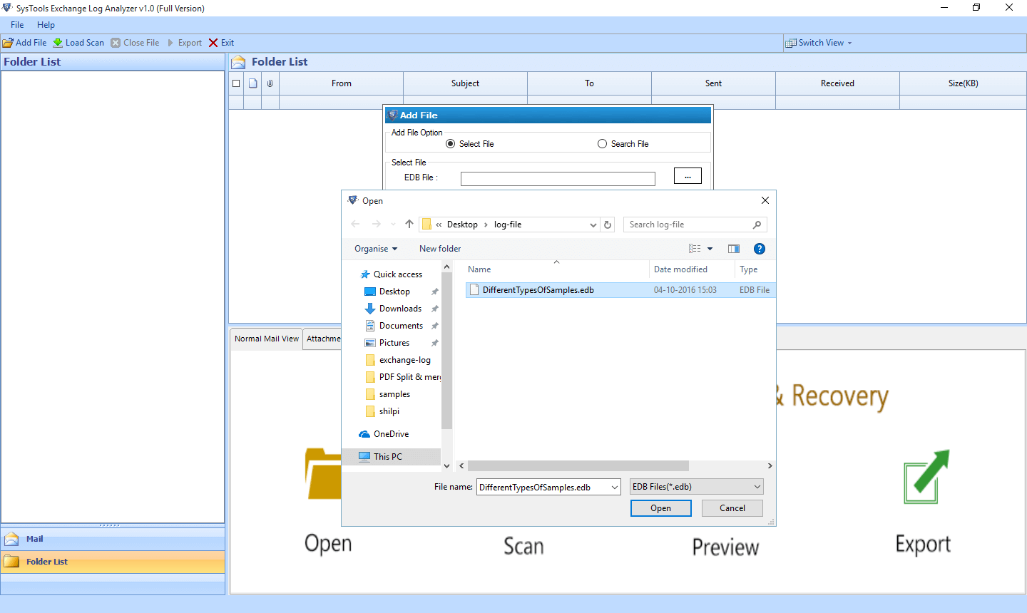 Browse exchange log files