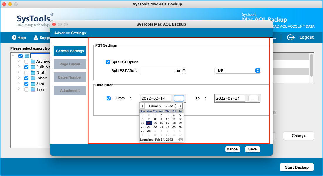 select backup file format