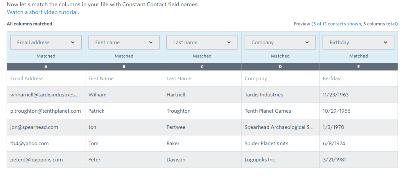 Upload Excel Contacts to Constant Contact