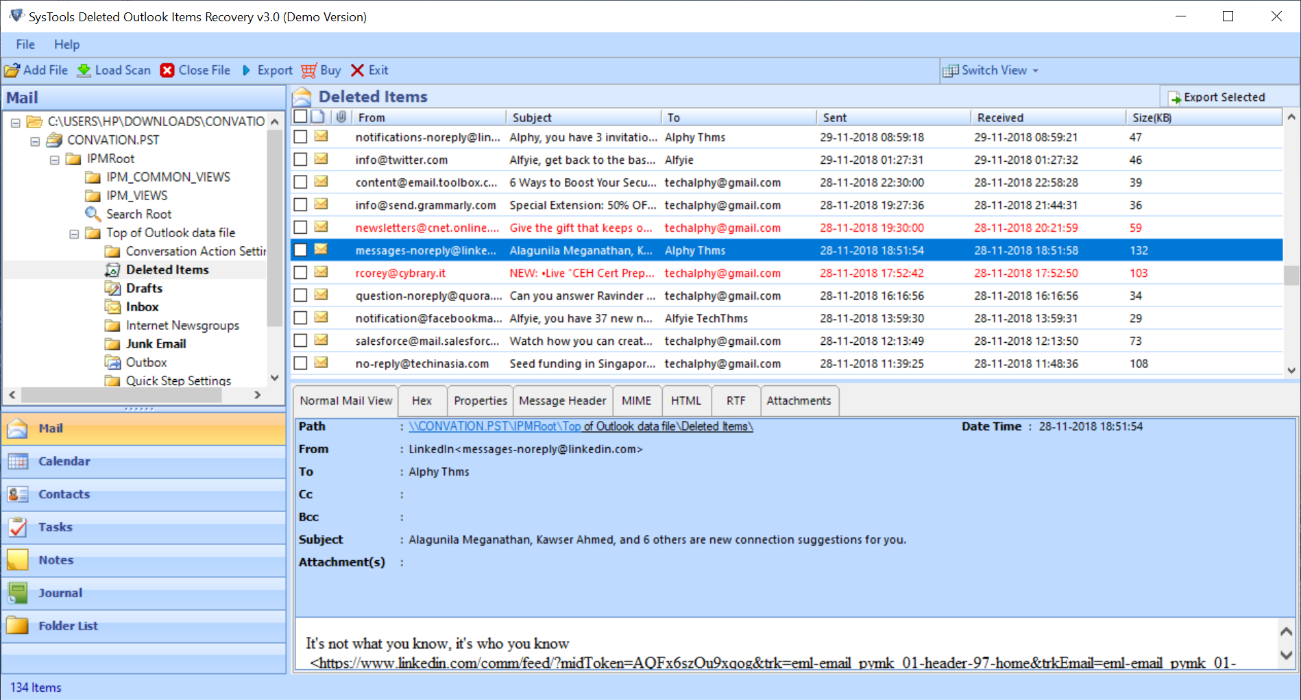 view deleted outlook items