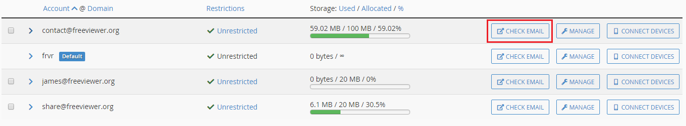 Check Email to backup horde email