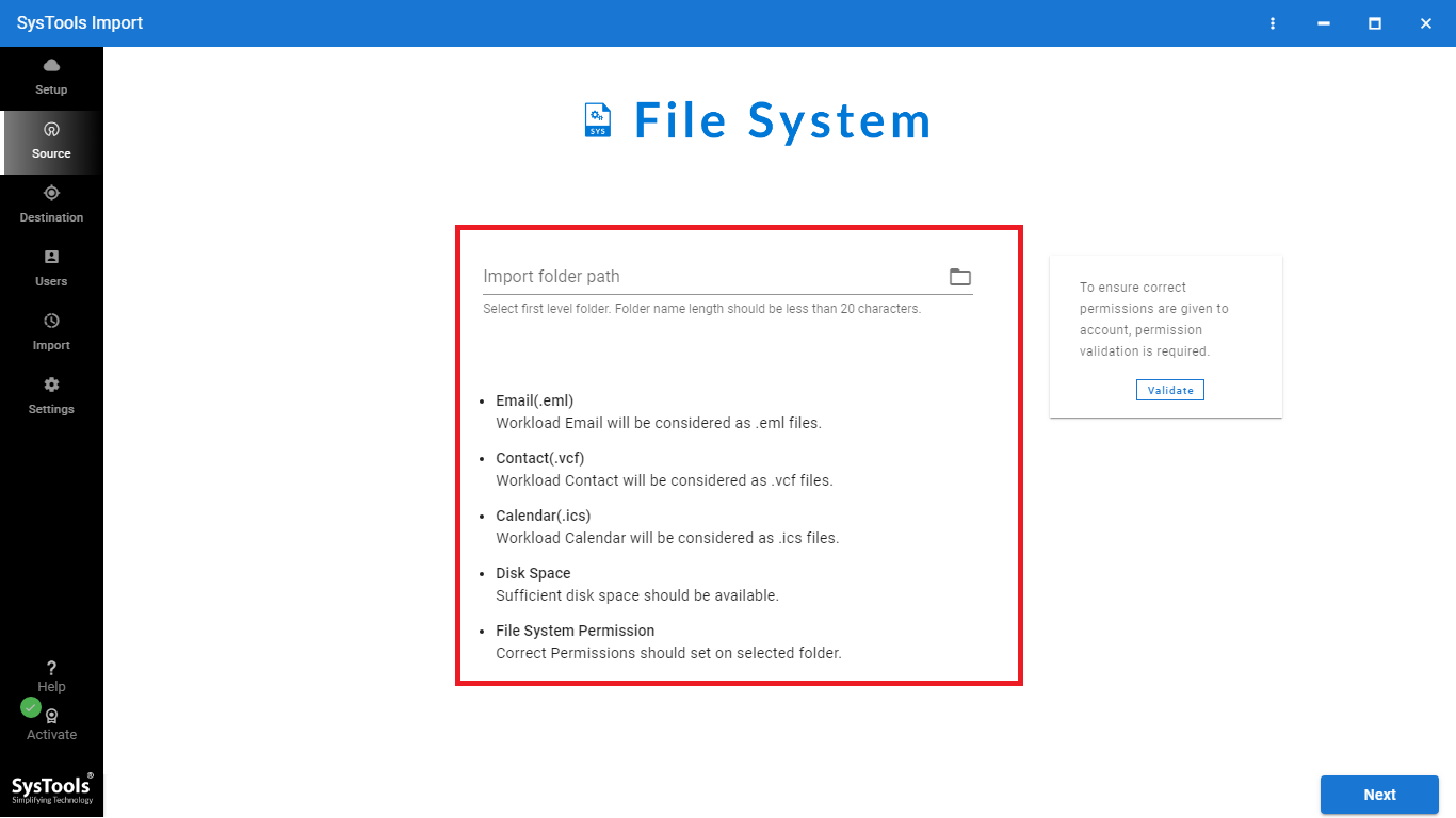 select EML path