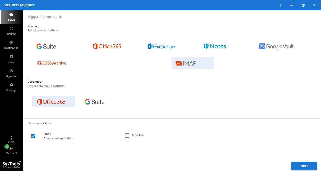Select Email checkbox