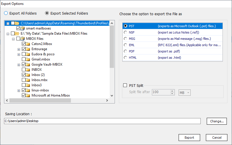 Export Netscape mail to PST