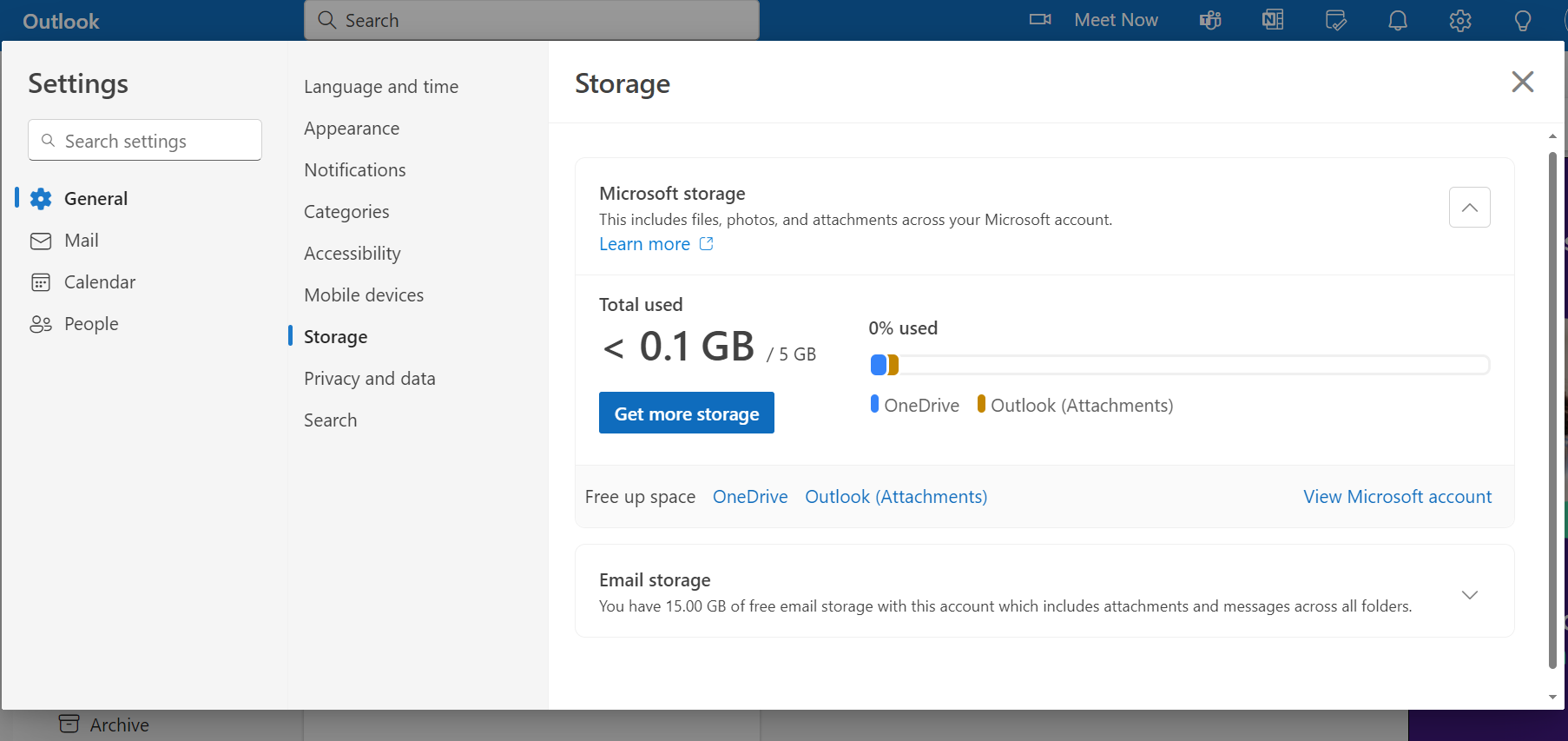 available storage space graph