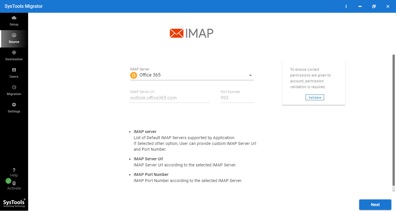 click validate to confirm permissions