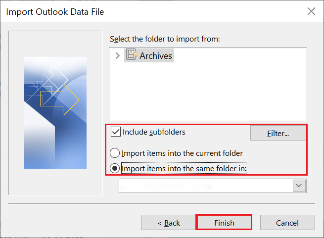 Windows Live Mail to Outlook done