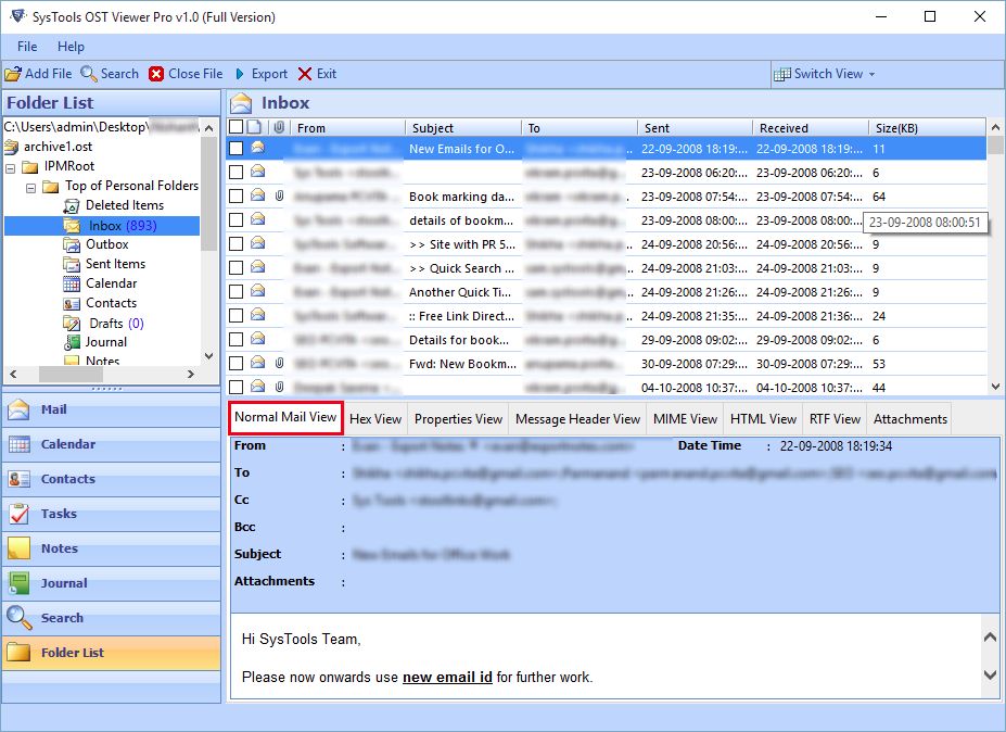 visualizzare in anteprima i file ost con allegati