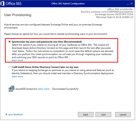 Synchronize my users and passwords one time